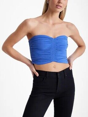 Express Fitted Sweetheart Neckline Ruched Cropped Tube Top